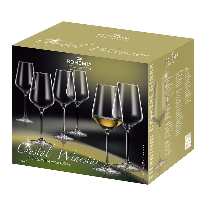 Set 6 pahare cristal Bohemia Winestar 485ml