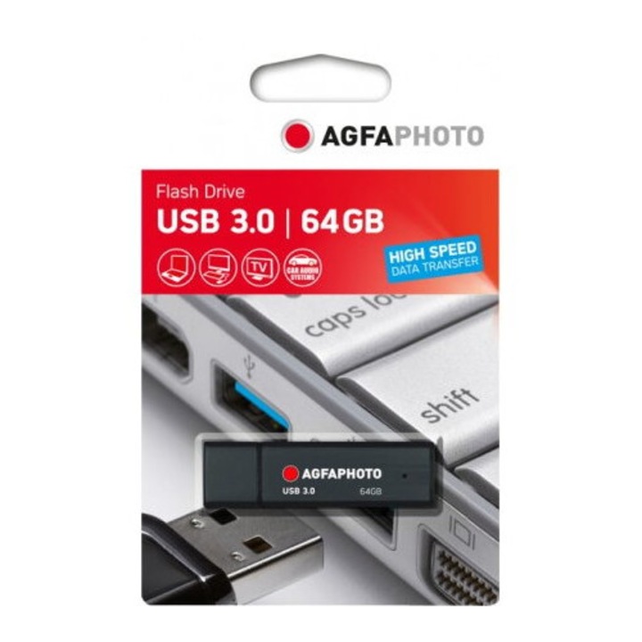 AgfaPhoto 64 GB pendrive, USB 3.0, fekete