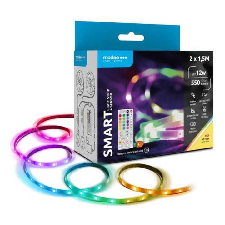 Set 2x1.5m banda LED Smart Modee 12W senzor de miscare cu telecomanda 2700K +RGB 550lm IP20 MSL-LS12W2X1,5MRGB2700KS-R