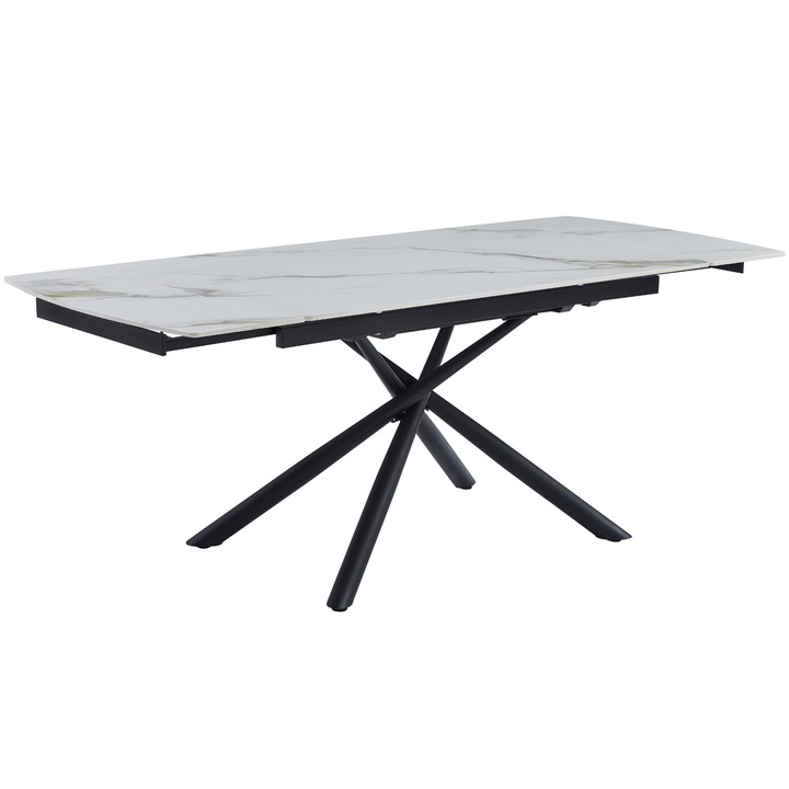 Extendable table GAVILIA (white + gold, 140/200x90x76)