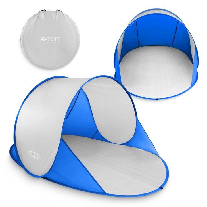 Önműködően nyíló strandsátor, 4FIZJO, kék/szürke