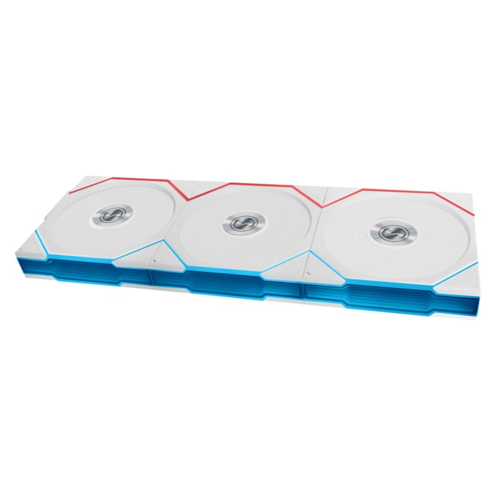 Set 3 ventilatoare Lian Li UNI FAN TL, ARGB, PWM, 120 mm Alb