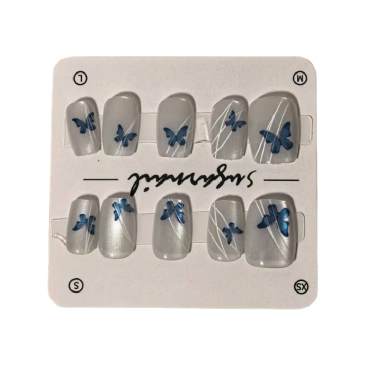 Комплект от 10 изкуствени нокти, ръчно изработени, многоцветни