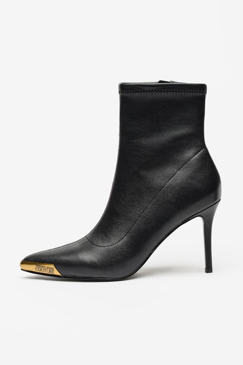 Versace Jeans Couture, Botine cu varf ascutit si toc, Negru
