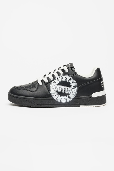 Versace Jeans Couture, Starlight bőrsneaker kontrasztos logóval, Fekete