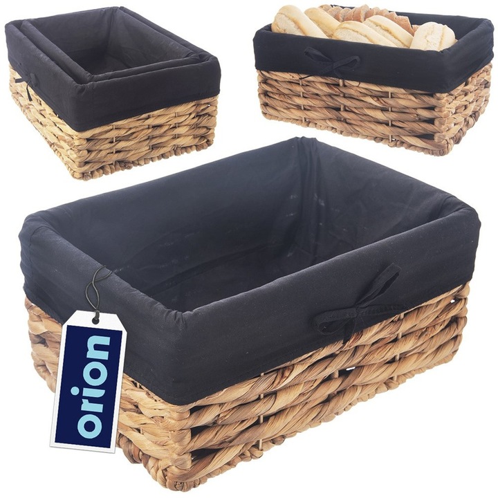 Cos De Depozitare, Orion, 30x20x14 cm, Handmade, Perne Detasabile, Material: Nufar De Apa, Utilizare Universala, Negru