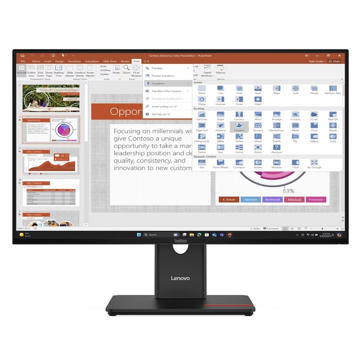 Monitor IPS LED Lenovo ThinkVision 27" T27-40, Full HD 1920 x 1080, VGA, HDMI, DisplayPort, Pivot Fekete