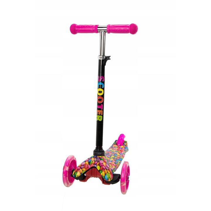 NILLS Maxi Scooter rózsaszín LED-es hármas roller 56x33x14cm