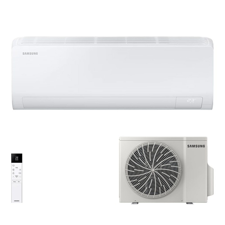 Aparat de aer conditionat Samsung Cebu S2 AR50F12C1AHNEU/AR50F12C1AHXEU, 12000 BTU, Clasa A++/A+, Inverter, WiFi, AI, Smart Things, Smart Energy, ECO Alb