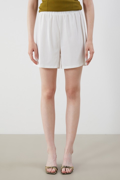 LC WAIKIKI, Pantaloni scurti uni cu talie inalta, Alb, S