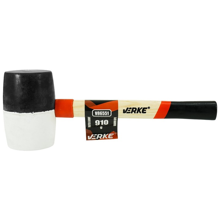 Gumikalapács fa nyéllel, Verke, kerek fej 910g, V86551
