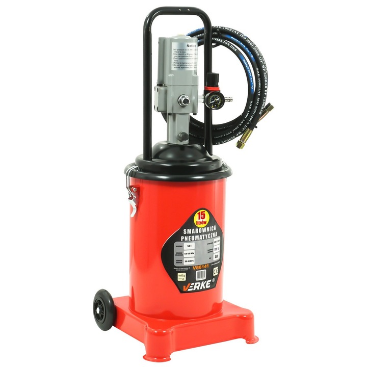 Statie de gresat pneumatica VERKE, 15L, 40 MPa, cu 2 sfaturi, mobilitate usoara