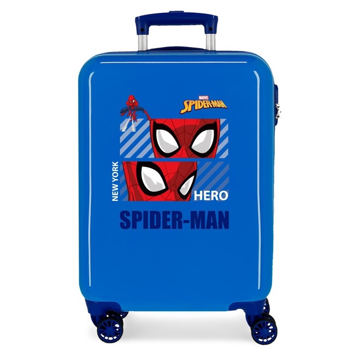 Troler cabina copii, ABS Spiderman Hero, albastru, 38x55x20 cm