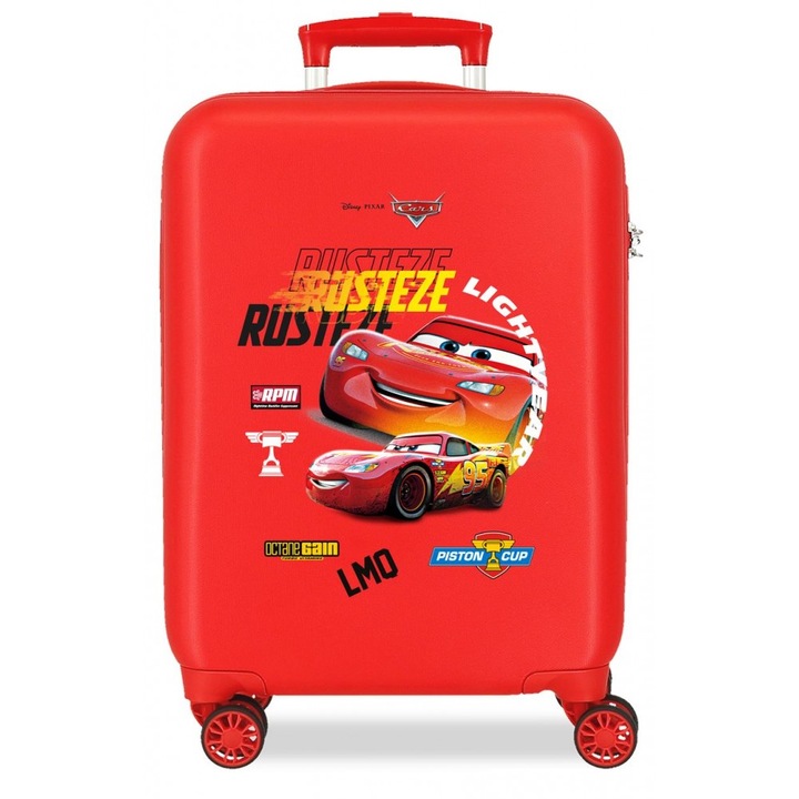 Troler copii, Disney Cars Rusteze Lightyear, ABS, valiza mica, rosie, 50x33x20 cm