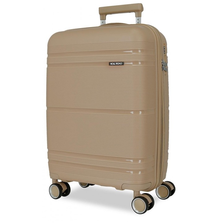 Troler cabina, Roll Road Universe, polipropilena, TSA, bej, 39x55x21 cm