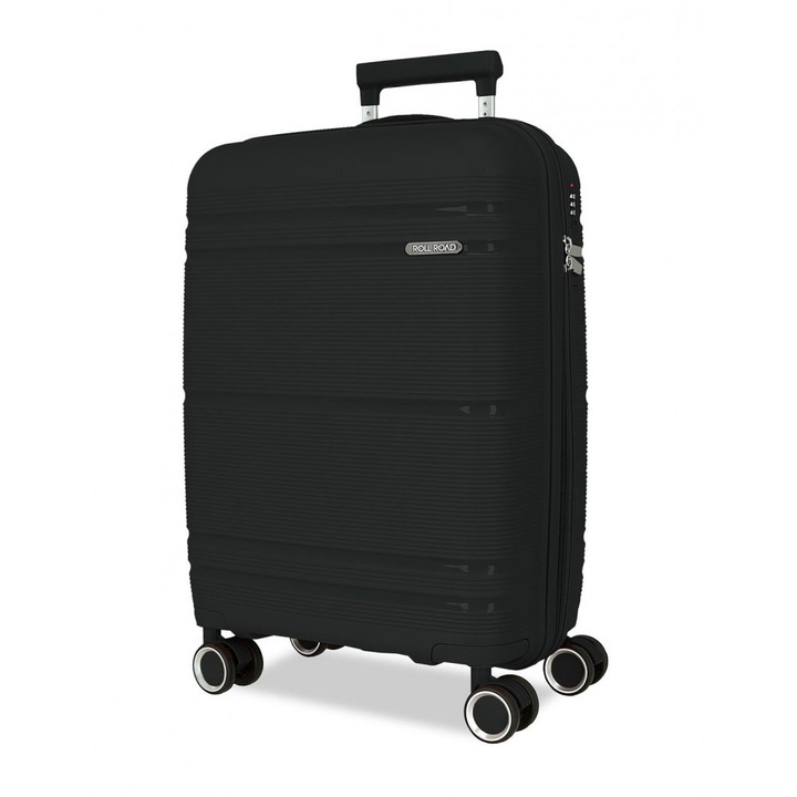 Troler mediu Roll Road Universe, expandabil, negru, 45x65x26 cm