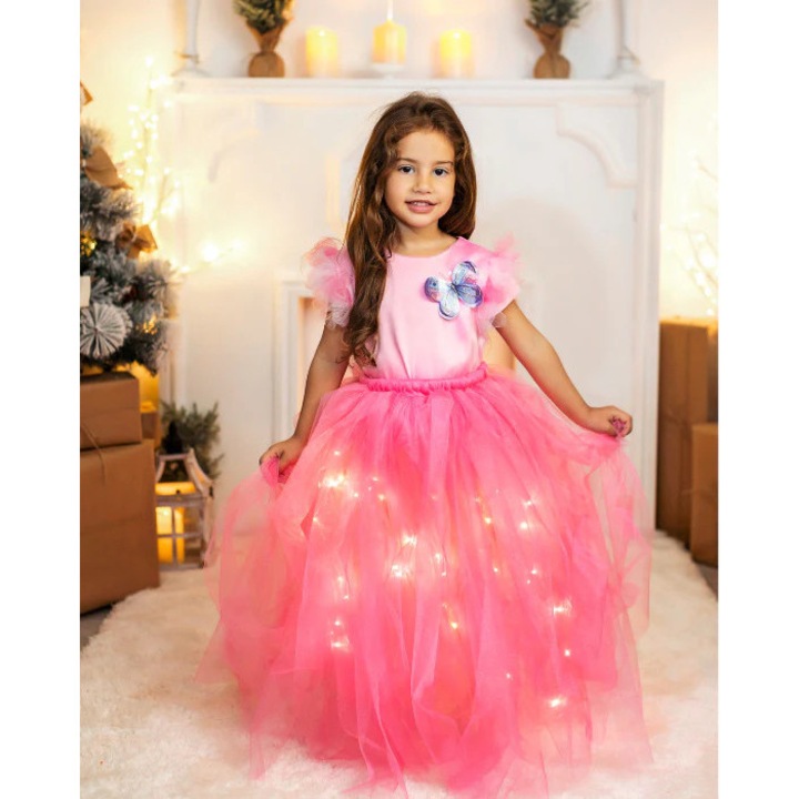 Compleu cu Luminite si Fluturas, Roz