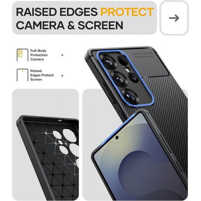 Husa Spate Upzz® Rugged Carbon Compatibila Cu Samsung Galaxy S25 Ultra, Protectie Sporita, Seznatie Premium, Silicon, Negru