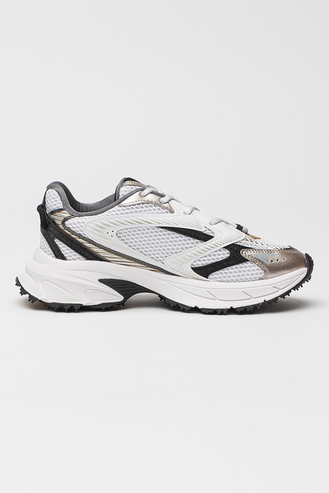 Lacoste, Полускосени маратонки Neo Shot, Бял/Златист/Сребрист