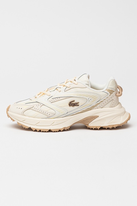 Lacoste, Маратонки Neo Shot с кожа, Златист/Шафраново жълто/Бежов, 38