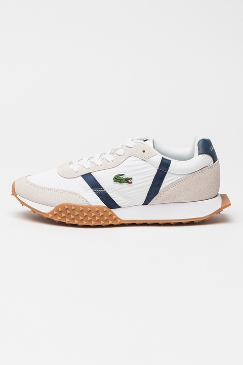 Lacoste, Спортни обувки Spin с велур, Бял/Бежов