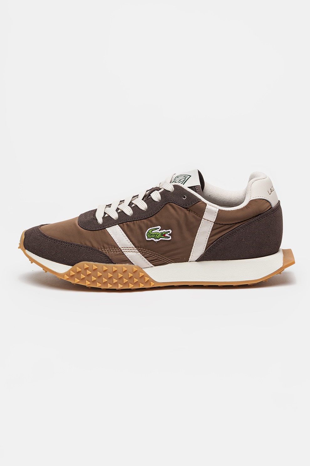 Lacoste, Pantofi sport din piele cu flatform, Maro, 41 - eMAG.ro