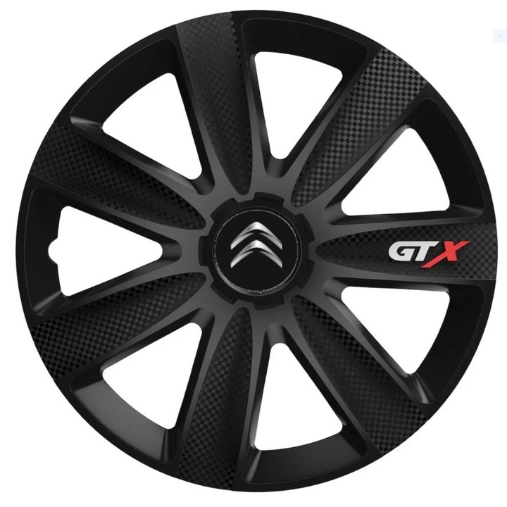 Set 4 capace Roti Gtx Carbon Negru R16, Pentru Citroen