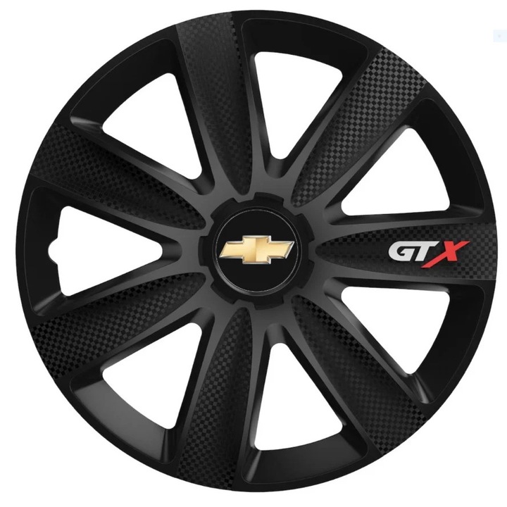 Set 4 Capace Roti GTX Carbon Negru R14, Pentru Chevrolet