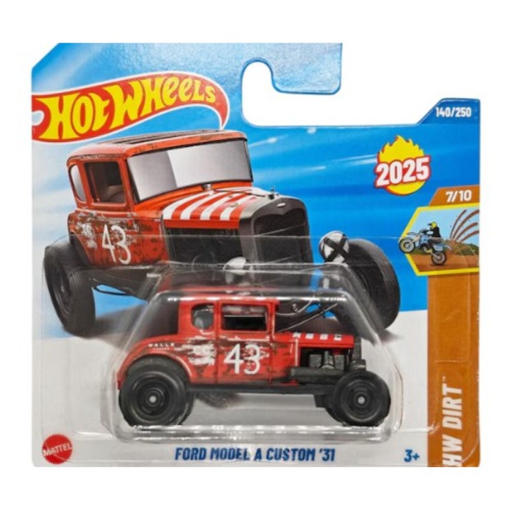 Masinuta Metalica Hot Wheels Ford Model A Custom 31, Rosu, 1:64, 7cm