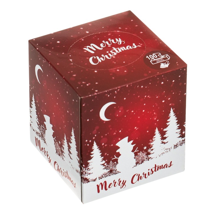 Servetele Cub Craciun Om de Zapada 100 bucati, peisaj nins, "Merry Christmas"