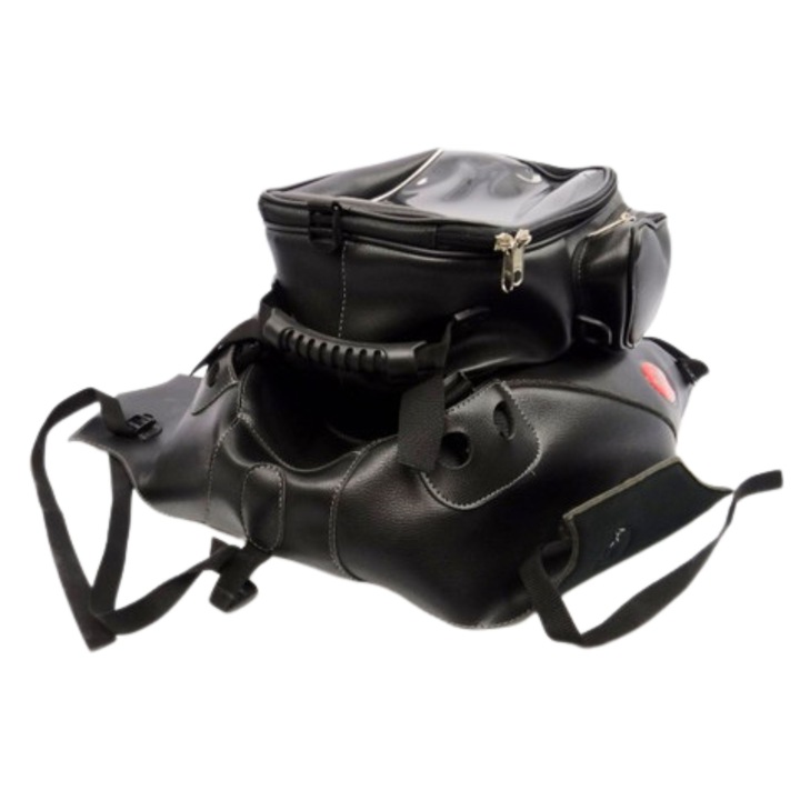 Moto Guzzi tanktáska és fedél, PVC, 6 pánttal – Breva 850/1100/1200 Sport modellekhez kompatibilis, fekete