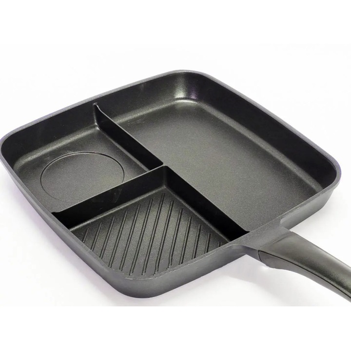 Tigaie Casena compartimentata 3 in 1, antiaderenta, potrivita pentru toate sursele de caldura, 32x24cm