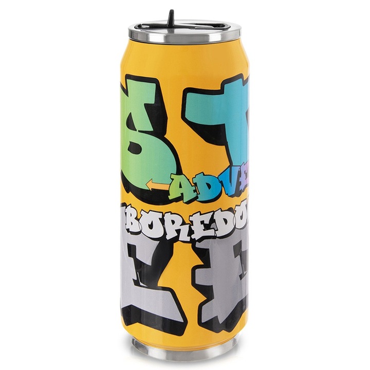 Cana termica Orion, 500 ml, inox, negru, set cu tub de rezerva