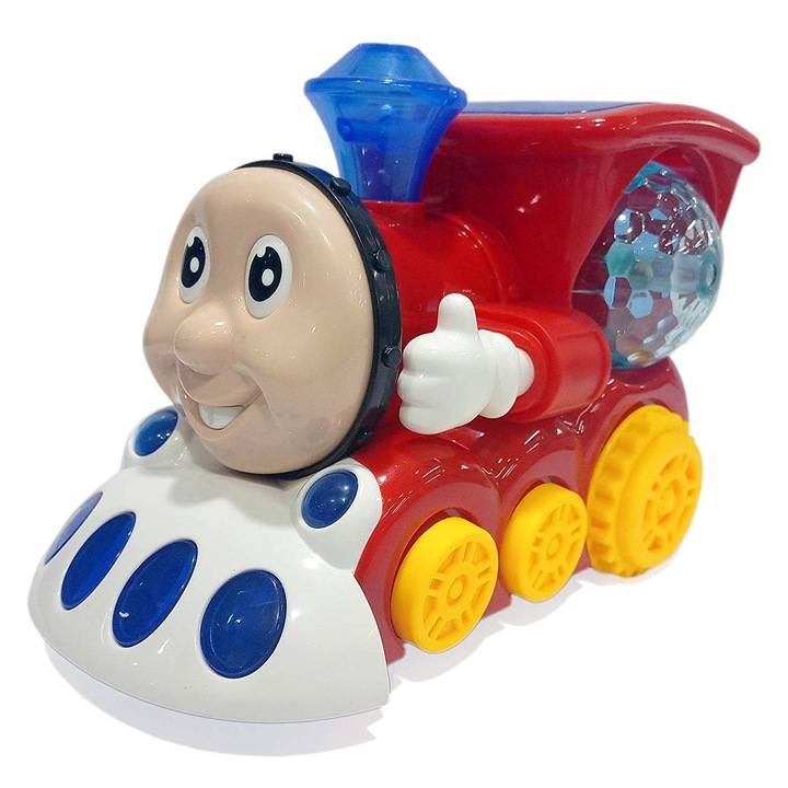 Jucarie Interactiva pentru Bebelusi si Copii Mici, Locomotiva Proiectie De Lumini Si Sunete, SARALMA®