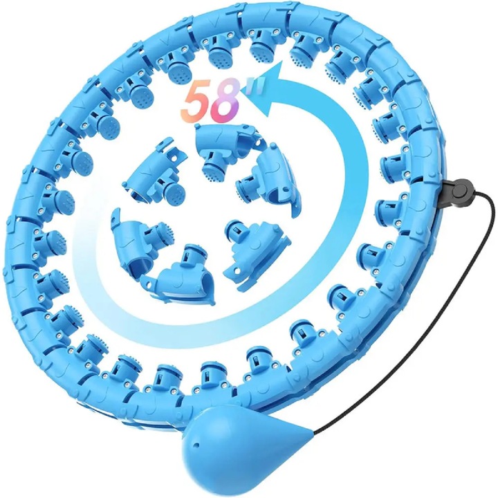 Cerc Fitness Reglabil 2 in 1 HOZRO, pentru Adulti – Cu Greutati si Design Detasabil, Ideal pentru Slabit, Tonifiere si Antrenamente Cardio – Hula Hoop Inteligent de Tip Infinity, Usor de Asamblat si Utilizat Acasa sau la Sala