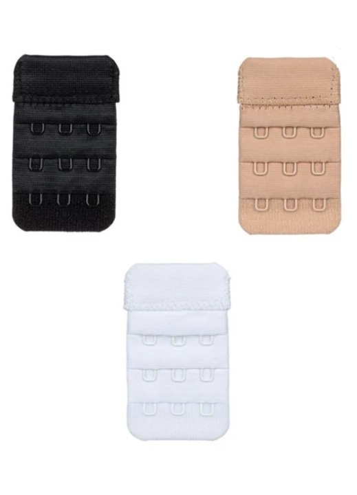 Fekete Fehér Bézs Háromsoros Melltartóhosszabbító - 3 db