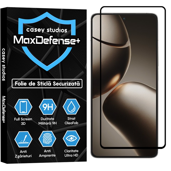 Folie Sticla CASEY STUDIOS™ compatibila cu Xiaomi 14T Pro, Full Cover 3D, Sticla Securizata, Duritate Militara, Ultra HD, Protectie Profesionala Ecran 3D, Anti Socuri