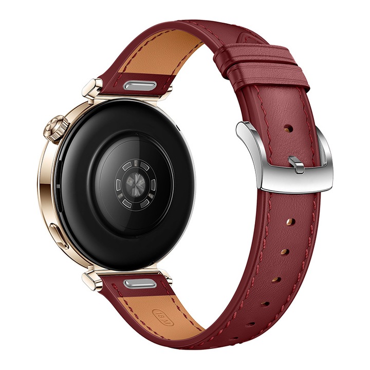 Каишка за смарт часовник, съвместима с Huawei GT4 (41 мм) / GT5 (41 мм) / GT5 Pro (42 мм), 18 мм, кожена, червена