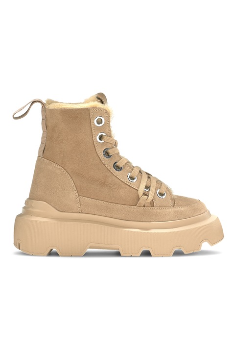 INUIKII, Bocanci de piele cu talpa masiva, Maro nisip