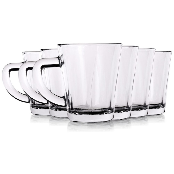 Set 6 pahare espresso, Artemis, 70ml, transparent, 7,5x5x6,5cm