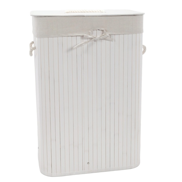 Cos de rufe alb din bambus, 72 l