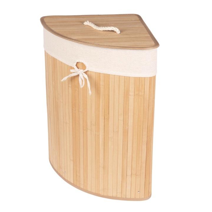 Cos de rufe coltar cu capac, bambus, 60 l