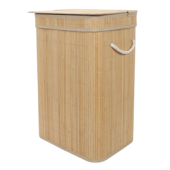 Cos de rufe din bambus cu capac, 80 l NUXIO