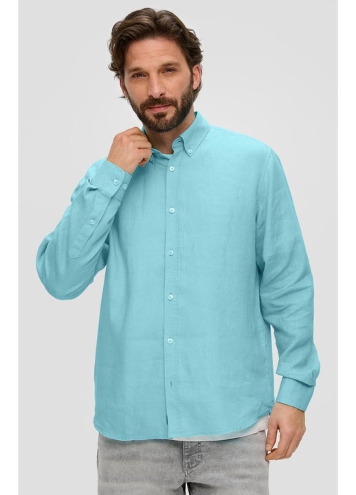 Camasa barbati din in cu maneca lunga si croiala Regular fit, s.Oliver, Albastru deschis
