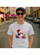 Tricou Pisica Craciun cu caciula rosie si fundal negru, Barbat, 100% bumbac, Cri-Flo, Culoare Alb, Marime S
