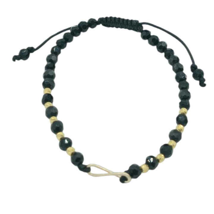 Bratara eleganta reglabila din snur 17 cm cu bilute si link semnul infinit din Argint 925 placate cu Aur Denisa