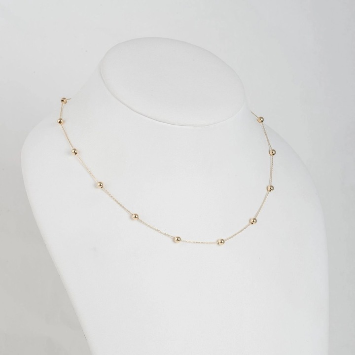 Colier din Aur Galben de 18 kt cu Bile si Lant Diamantat, Sandra Ferretti, 2.08g