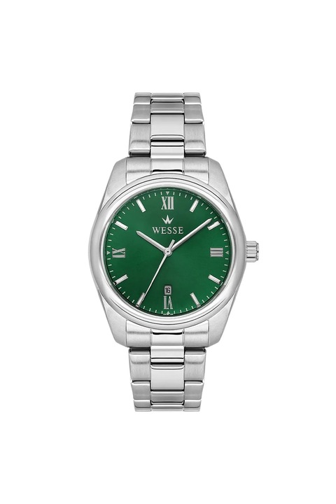 Ceas barbatesc Wesse WWG209701, curea metalica, cadran albastru, 41x41mm, rezistent la apa 5 ATM, Gri metalizat