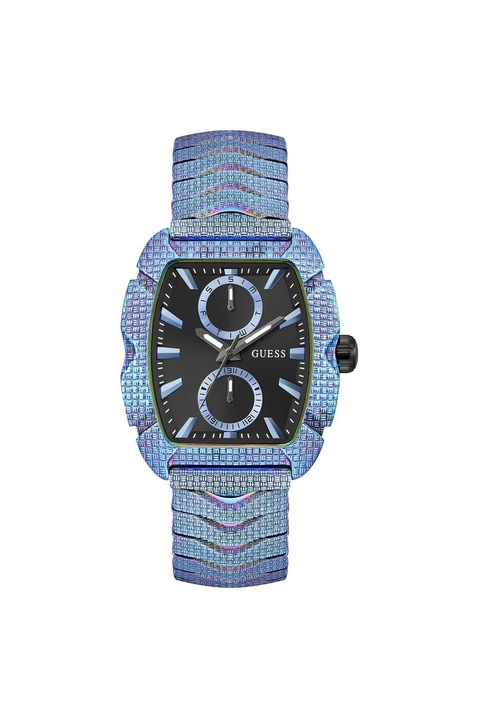 Ceas barbatesc Guess, model GW0885G2, mecanism Quartz, carcasa neagra, curea albastra, 39mm, 5ATM