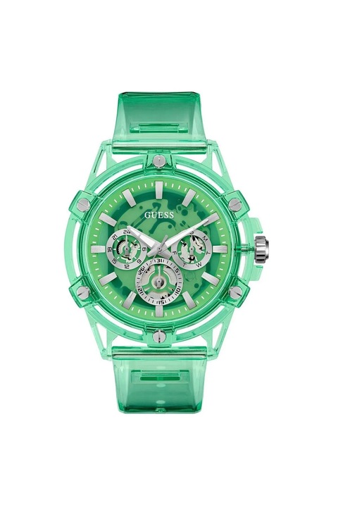 Ceas barbatesc Guess GW0806G6, Quartz, 50mm, verde, curea silicon
